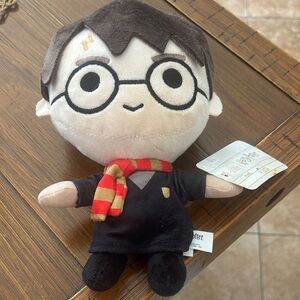 Plush Wizard Stuffed Doll with Red & Gold Scarf